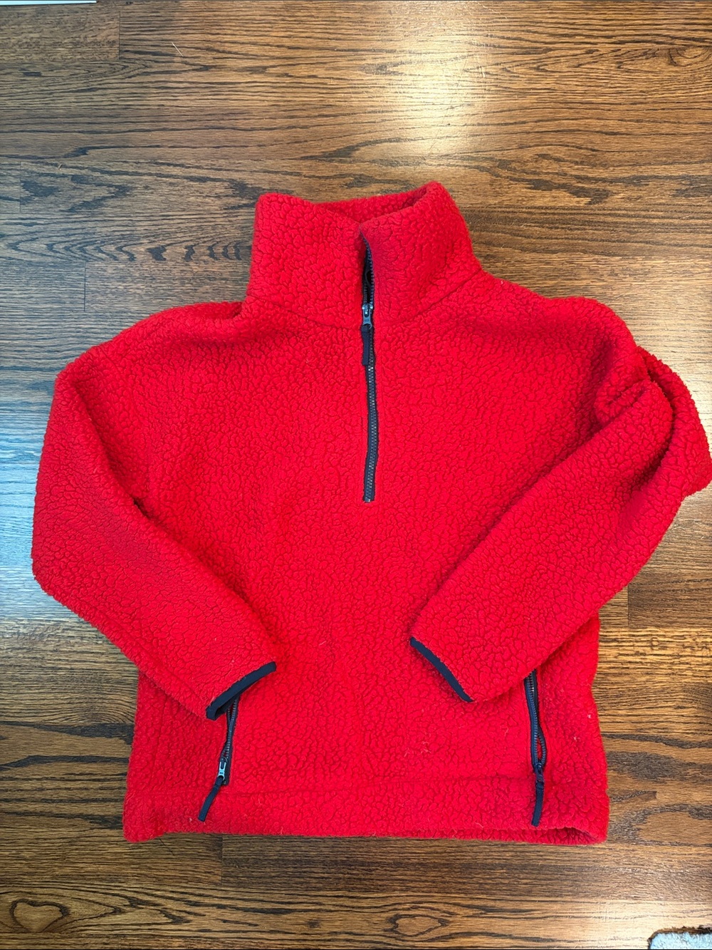 J. Crew Bright Red Sherpa Half-Zip Ski Pullover
